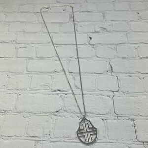 Premier Designs Long Silver Pendant Necklace